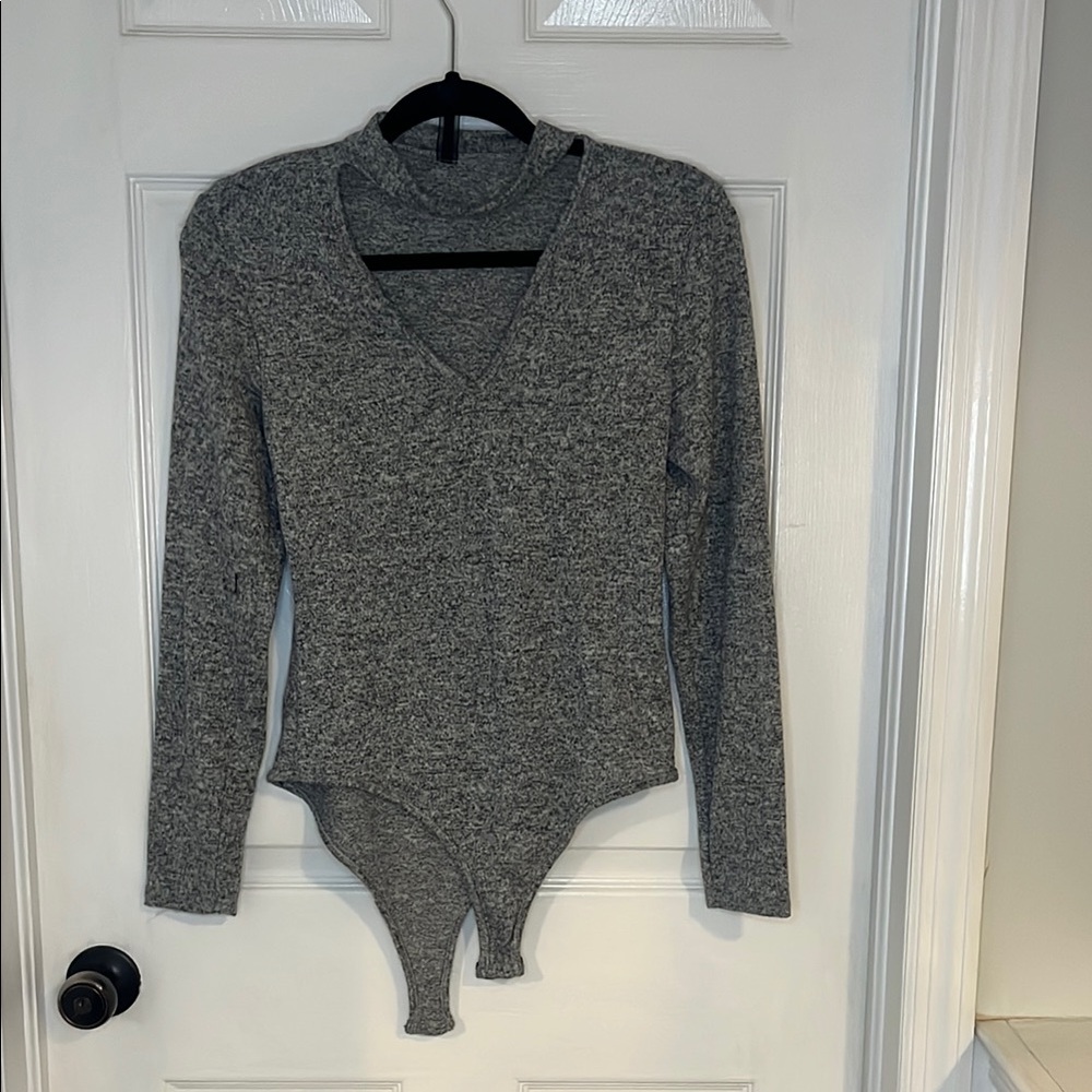 Heather Gray V-Neck Bodysuit
